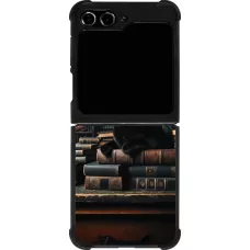 Samsung Galaxy Z Flip5 Case Hülle - Silikon schwarz Katze Bücher dunkel