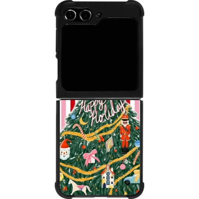 Coque Samsung Galaxy Z Flip5 - Silicone rigide noir Christmas 25 Happy Holiday