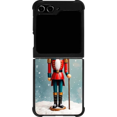 Coque Samsung Galaxy Z Flip5 - Silicone rigide noir Christmas 25 Nutcracker Snow