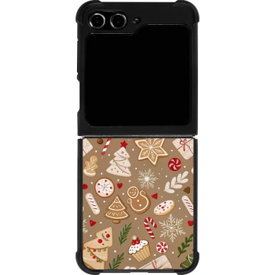 Coque Samsung Galaxy Z Flip5 - Silicone rigide noir Christmas 25 Pattern Ginger Cookie