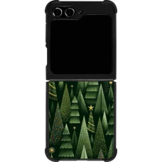 Coque Samsung Galaxy Z Flip5 - Silicone rigide noir Christmas 25 Pattern Xmas Tree