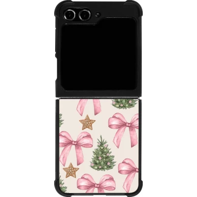 Coque Samsung Galaxy Z Flip5 - Silicone rigide noir Christmas 25 Vintage Ribbons