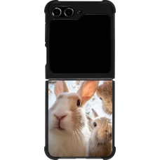 Samsung Galaxy Z Flip5 Case Hülle - Silikon schwarz Easter 2026 Rabbits