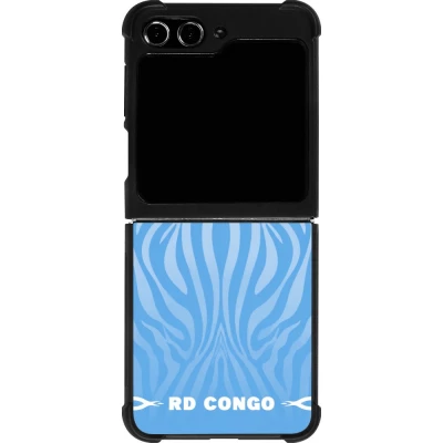 Coque Samsung Galaxy Z Flip5 - Silicone rigide noir Maillot de football RD Congo 2026 personnalisable