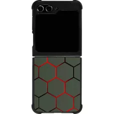 Coque Samsung Galaxy Z Flip5 - Silicone rigide noir Geometric Line red