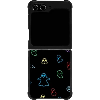 Samsung Galaxy Z Flip5 Case Hülle - Silikon schwarz Halloween 2024 colorful ghosts