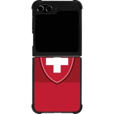 Coque Samsung Galaxy Z Flip5 - Silicone rigide noir Hockey World Championship Ecusson Suisse