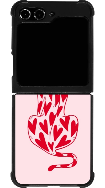 Samsung Galaxy Z Flip5 Case Hülle - Silikon schwarz Leopard with hearts 2026