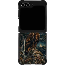 Samsung Galaxy Z Flip5 Case Hülle - Silikon schwarz Linocut Steinadler