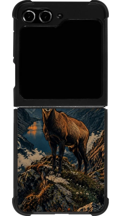 Coque Samsung Galaxy Z Flip5 - Silicone rigide noir Linocut Chamois