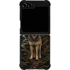 Samsung Galaxy Z Flip5 Case Hülle - Silikon schwarz Linocut Wold