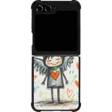 Samsung Galaxy Z Flip5 Case Hülle - Silikon schwarz Little Angel Sketch Love