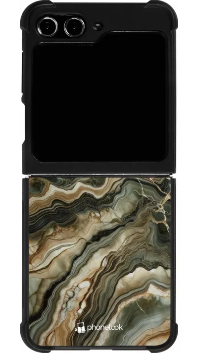 Samsung Galaxy Z Flip5 Case Hülle - Silikon schwarz Oliv Marmor
