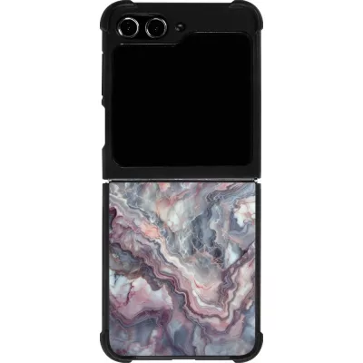 Samsung Galaxy Z Flip5 Case Hülle - Silikon schwarz Violetter silberner Marmor
