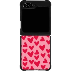 Coque Samsung Galaxy Z Flip5 - Silicone rigide noir Mom 2024 petits coeurs