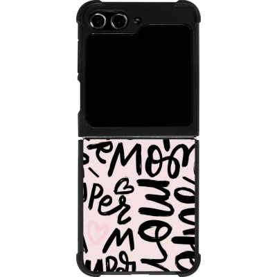 Coque Samsung Galaxy Z Flip5 - Silicone rigide noir Mom 2024 Super mom
