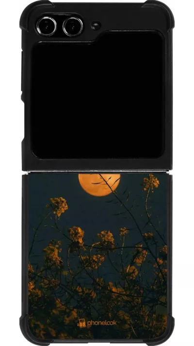 Samsung Galaxy Z Flip5 Case Hülle - Silikon schwarz Moon Flowers