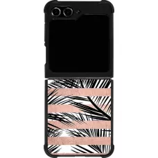 Samsung Galaxy Z Flip5 Case Hülle - Silikon schwarz Palm trees gold stripes