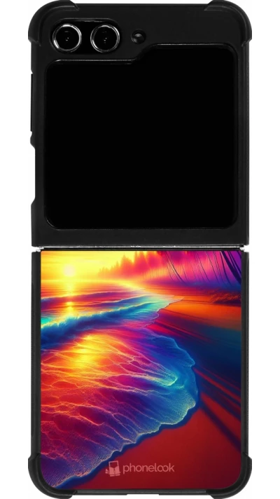 Samsung Galaxy Z Flip5 Case Hülle - Silikon schwarz Strand Sonnenuntergang auffällig