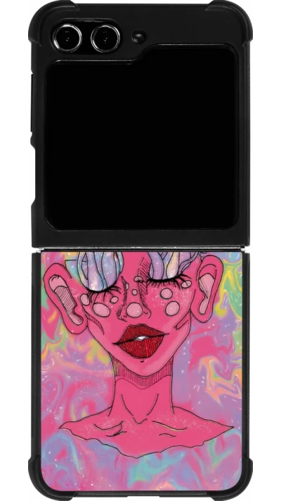 Samsung Galaxy Z Flip5 Case Hülle - Silikon schwarz Psychedelic pink mushroom