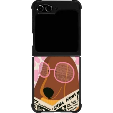 Samsung Galaxy Z Flip5 Case Hülle - Silikon schwarz Dog with newspaper Spring 2026