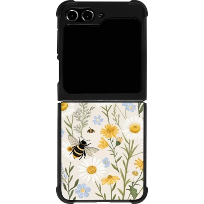 Coque Samsung Galaxy Z Flip5 - Silicone rigide noir Pattern bees Spring 2026