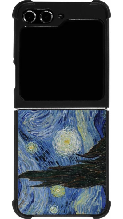Coque Samsung Galaxy Z Flip5 - Silicone rigide noir Tableau art - La Nuit étoilée - Van Gogh