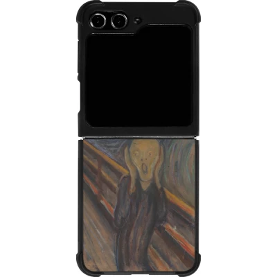 Coque Samsung Galaxy Z Flip5 - Silicone rigide noir Tableau art - Le Cri - Edvard Munch