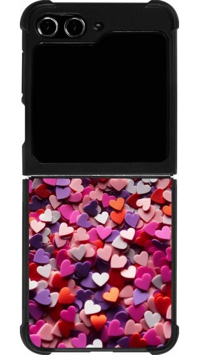 Samsung Galaxy Z Flip5 Case Hülle - Silikon schwarz Valentin 2025 Konfetti