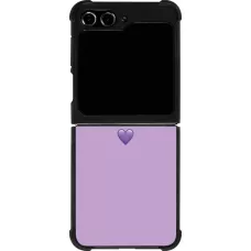 Coque Samsung Galaxy Z Flip5 - Silicone rigide noir Valentine 2023 purpule single heart