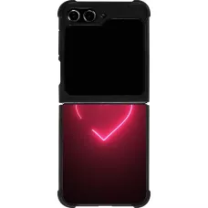 Coque Samsung Galaxy Z Flip5 - Silicone rigide noir Valentine 2023 single neon heart