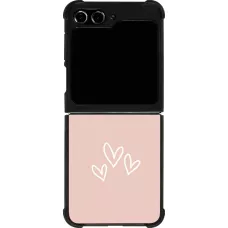 Coque Samsung Galaxy Z Flip5 - Silicone rigide noir Valentine 2023 three minimalist hearts