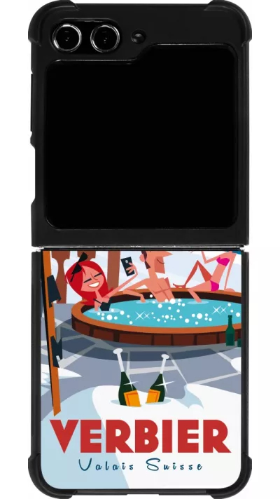 Samsung Galaxy Z Flip5 Case Hülle - Silikon schwarz Verbier Mountain Jacuzzi