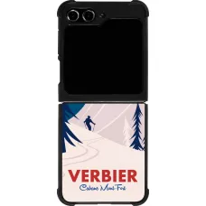 Coque Samsung Galaxy Z Flip5 - Silicone rigide noir Verbier Cabane Mont-Fort