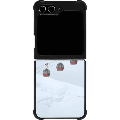 Coque Samsung Galaxy Z Flip5 - Silicone rigide noir Winter 22 ski lift
