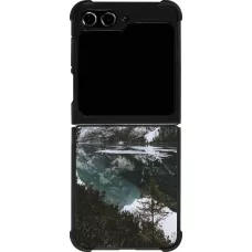 Samsung Galaxy Z Flip5 Case Hülle - Silikon schwarz Winter 22 snowy mountain and lake
