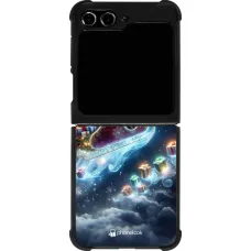 Coque Samsung Galaxy Z Flip5 - Silicone rigide noir Noël 2023 Père Noël enchanté