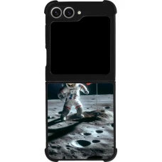 Coque Samsung Galaxy Z Flip6 - Silicone rigide noir Astro Suisse sur lune
