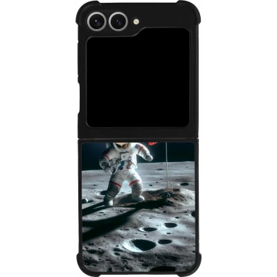 Samsung Galaxy Z Flip6 Case Hülle - Silikon schwarz Astro Schweiz auf dem Mond