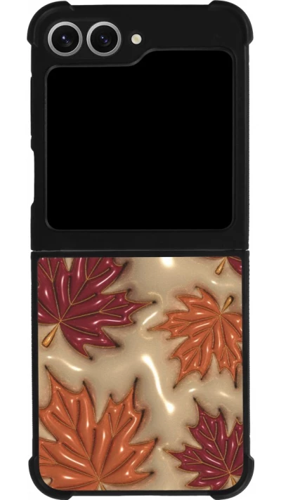 Coque Samsung Galaxy Z Flip6 - Silicone rigide noir Autumn 26 3D leaves