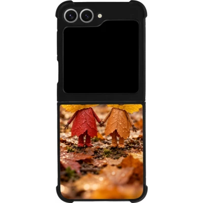 Samsung Galaxy Z Flip6 Case Hülle - Silikon schwarz Autumn 26 Couple of leaves