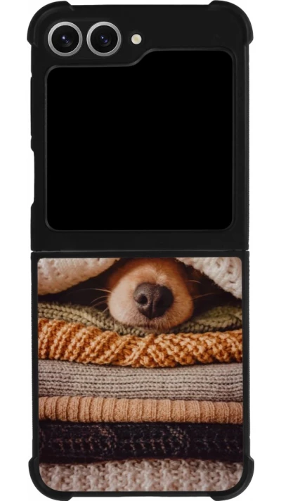 Coque Samsung Galaxy Z Flip6 - Silicone rigide noir Autumn 26 Dog under the covers