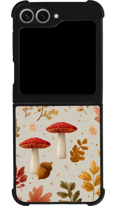 Coque Samsung Galaxy Z Flip6 - Silicone rigide noir Autumn 26 Mushrooms and leaves