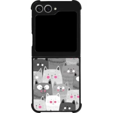 Samsung Galaxy Z Flip6 Case Hülle - Silikon schwarz Katzenschwärme
