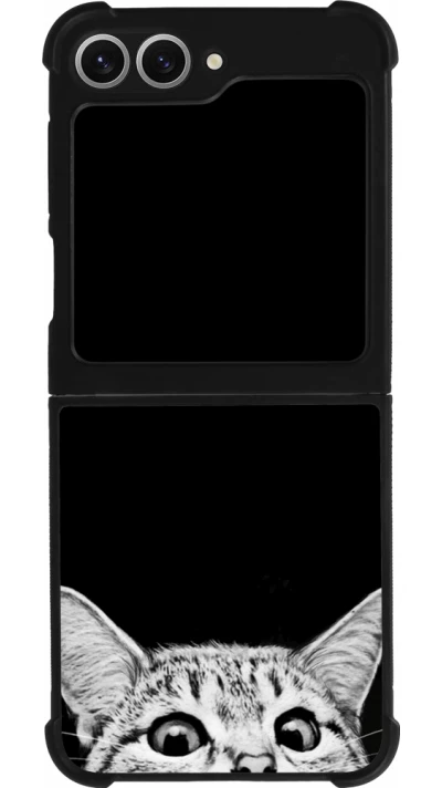Coque Samsung Galaxy Z Flip6 - Silicone rigide noir Cat Looking Up Black