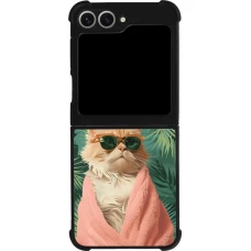 Coque Samsung Galaxy Z Flip6 - Silicone rigide noir Cat Summer Palms