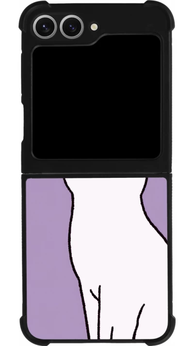 Coque Samsung Galaxy Z Flip6 - Silicone rigide noir Chat sur fond violet