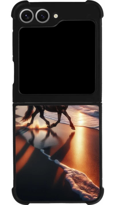 Samsung Galaxy Z Flip6 Case Hülle - Silikon schwarz Pferd majestätisch Strand