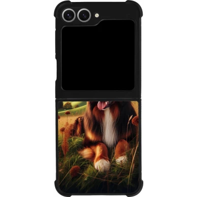 Coque Samsung Galaxy Z Flip6 - Silicone rigide noir Chien Campagne Suisse