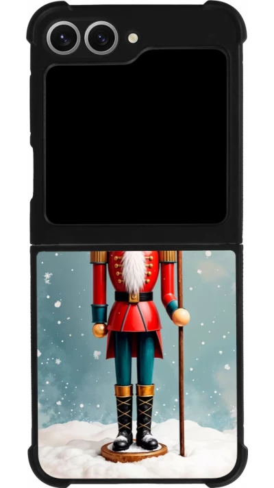 Coque Samsung Galaxy Z Flip6 - Silicone rigide noir Christmas 25 Nutcracker Snow